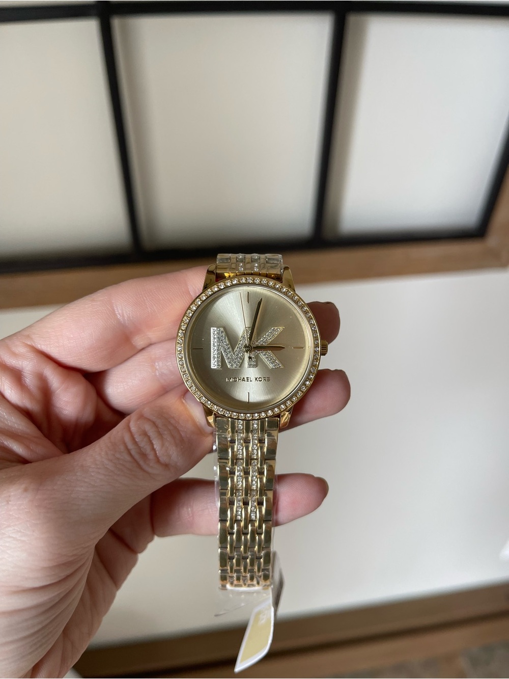 Michael Kors Gold-Tone Link Bracelet Watch with Logo Accent